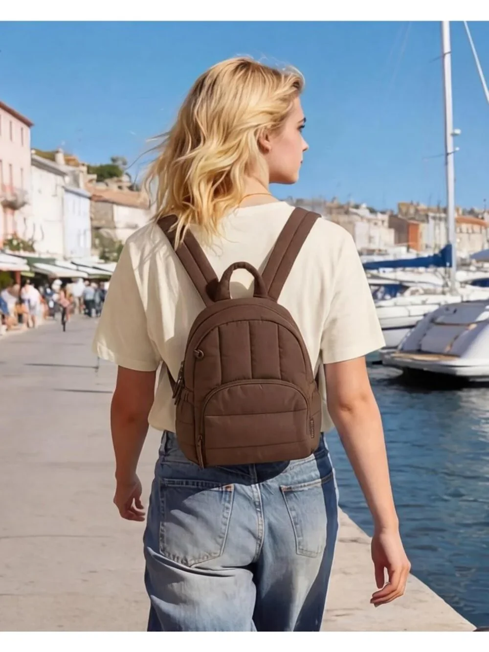 Lightweight Quilted Mini Backpack Purse, Water-Resistant Casual Daypack for